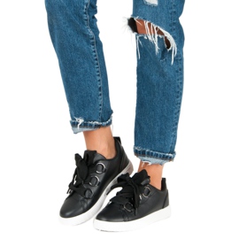 Super Me Zapatillas negras con cordones negro 1