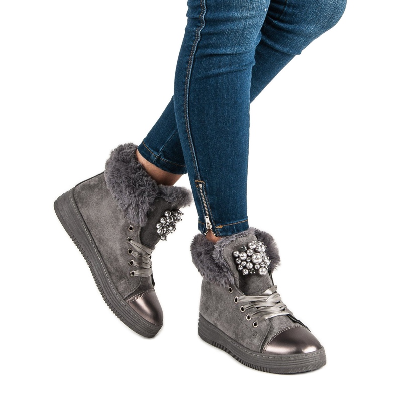 Zapatillas cálidas gris 2