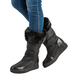 Seastar Botas de nieve negras con pelo negro 1