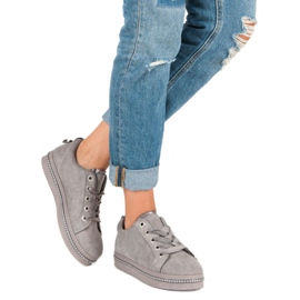 Zapatillas de gamuza de moda gris 2 Zapatillas de gamuza de moda gris 2