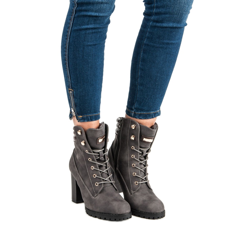 Kayla Botines de tacón alto anudados gris 1 Kayla Botines de tacón alto anudados gris 1