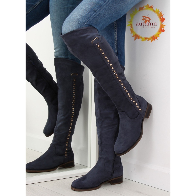 Botas sobre la rodilla, azul marino 990-PG blue 1