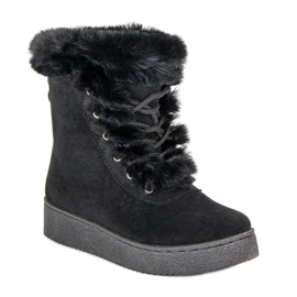 Botas de nieve atadas negras negro 2