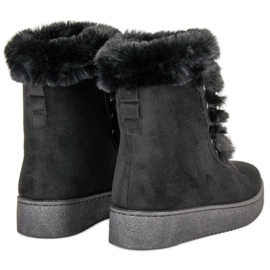 Botas de nieve atadas negras negro 4