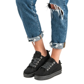 Zapatillas de gamuza de moda negro 6