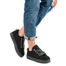 Zapatillas de gamuza de moda negro 1