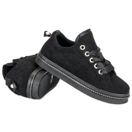 Zapatillas de gamuza de moda negro 4