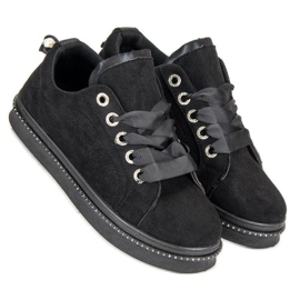 Zapatillas de gamuza de moda negro 5