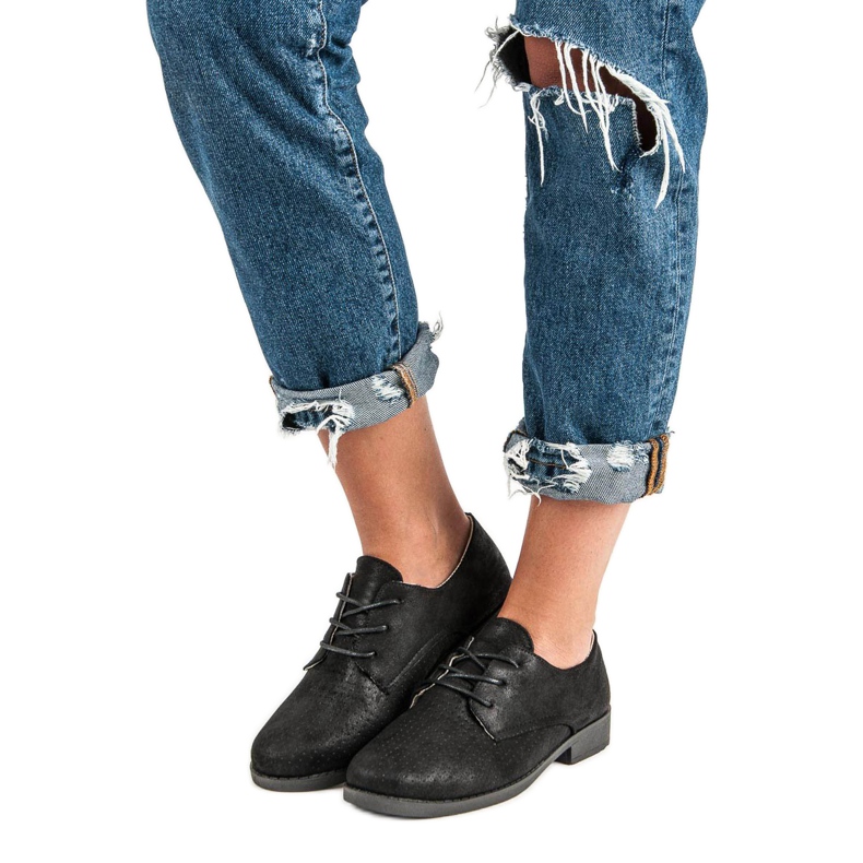 Zapatos cómodos atados negro 1