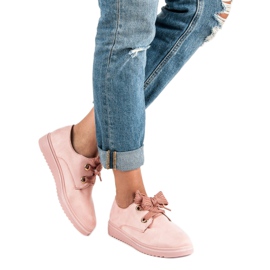 Zapatillas de ante con cordones rosa 2