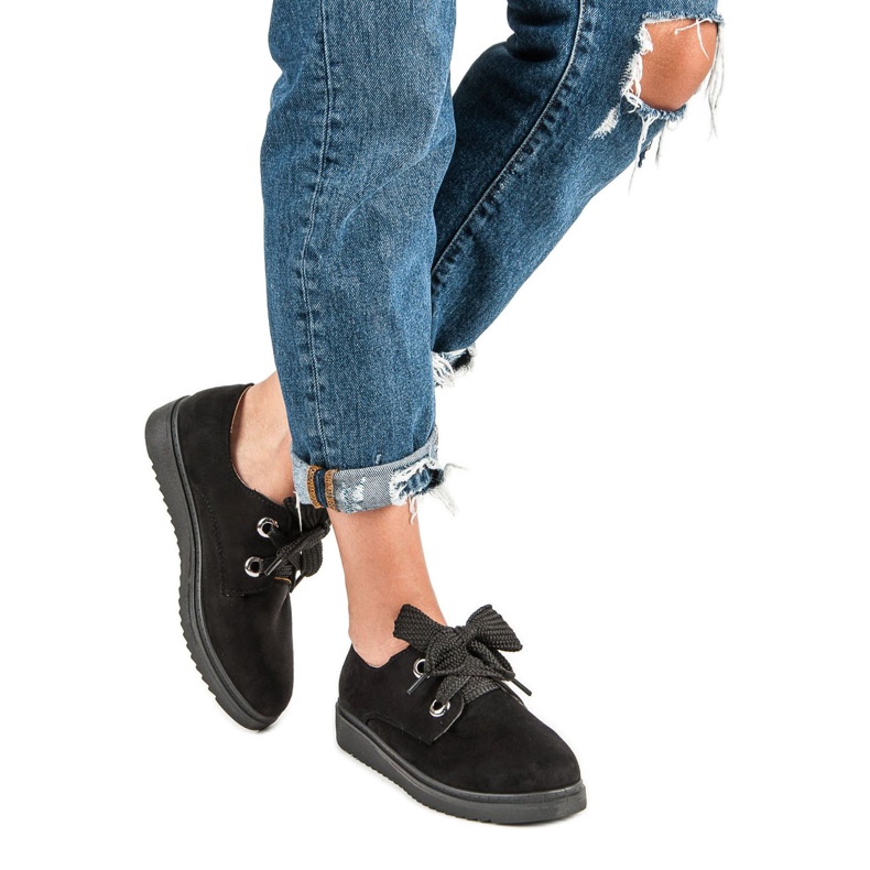 Zapatillas de ante con cordones negro 1 Zapatillas de ante con cordones negro 1