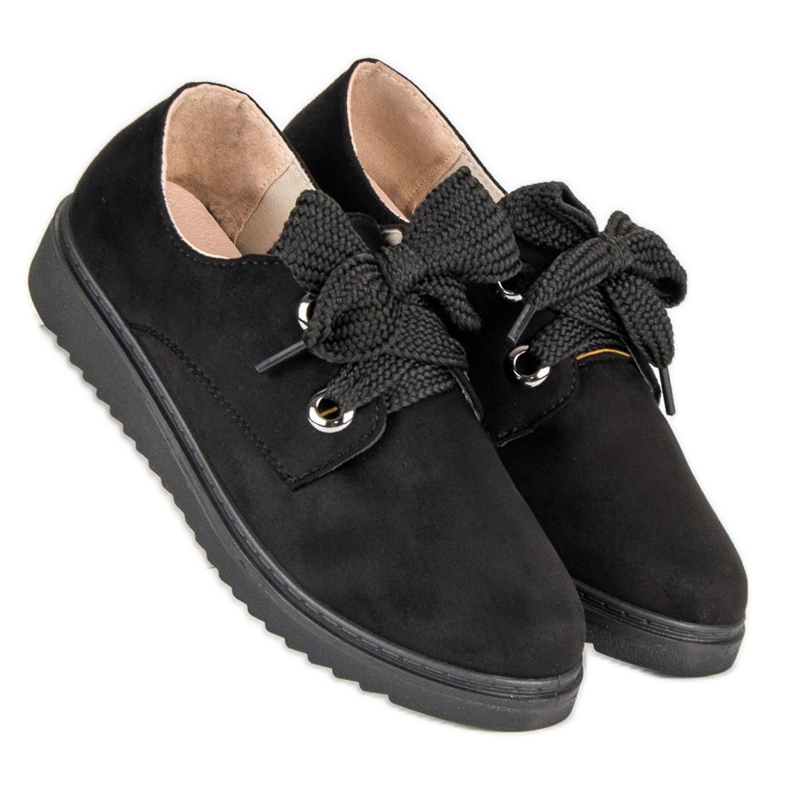 Zapatillas de ante con cordones negro 2 Zapatillas de ante con cordones negro 2