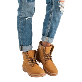 Botas de montaña con cordones camel marrón 1