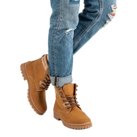 Botas de montaña con cordones camel marrón 2
