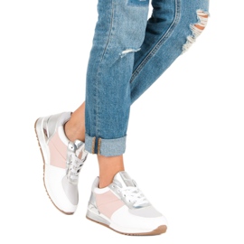 Betler Zapatos Deportivos Pastel blanco gris rosa 2