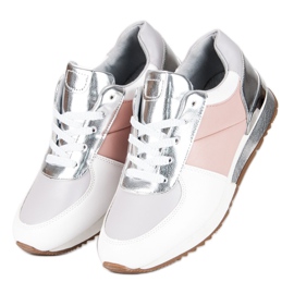 Betler Zapatos Deportivos Pastel blanco gris rosado 3