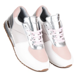 Betler Zapatos Deportivos Pastel blanco gris rosado 5