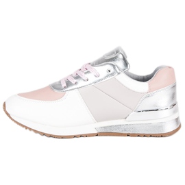 Betler Zapatos Deportivos Pastel blanco gris rosado 3