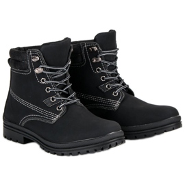 Botas de montaña negras atadas negro 5