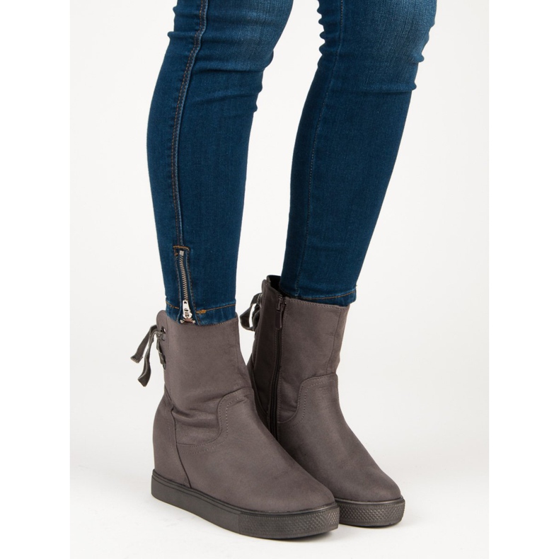 Bestelle Botas de cuña burdeos gris 1 Bestelle Botas de cuña burdeos gris 1