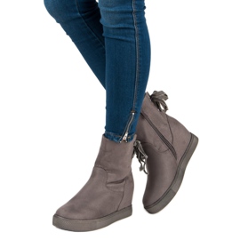 Bestelle Botas de cuña burdeos gris 2 Bestelle Botas de cuña burdeos gris 2