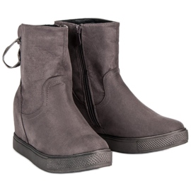 Bestelle Botas de cuña burdeos gris 5