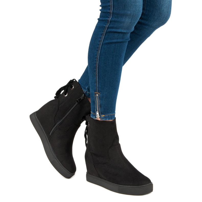 Bestelle Botas de cuña burdeos negro 2 Bestelle Botas de cuña burdeos negro 2