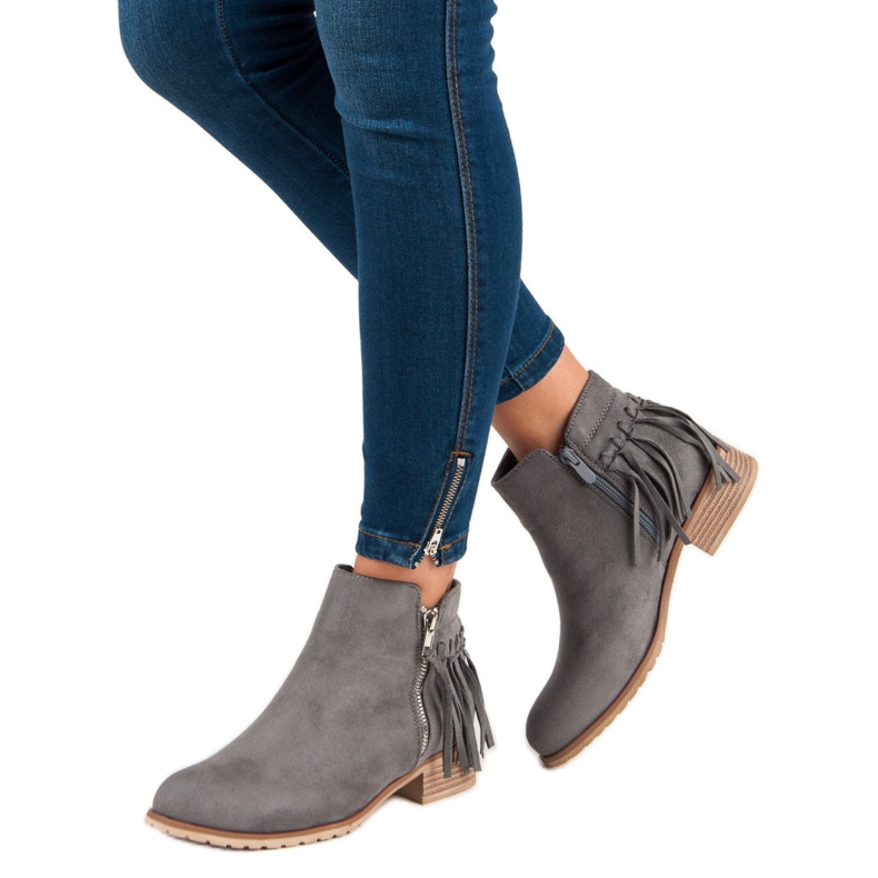 Kayla Botas de ante boho gris 2