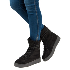 Bello Star Botas de nieve de gamuza negro 2
