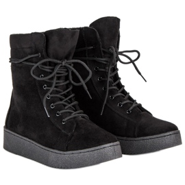 Bello Star Botas de nieve de gamuza negro 5