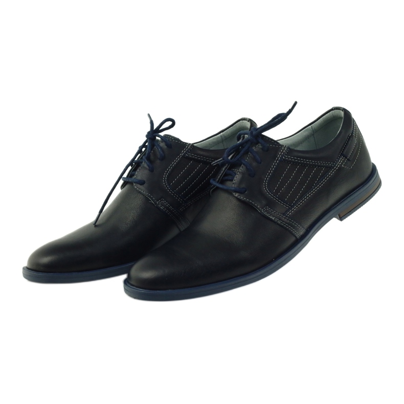 Riko Zapatos de cuero azul marino para hombres 819 5