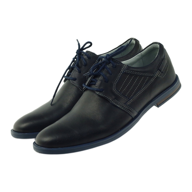 Riko Zapatos de cuero azul marino para hombres 819 4