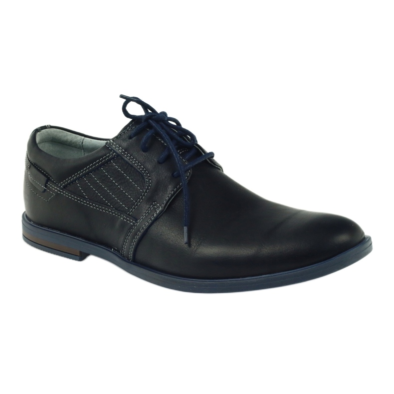 Riko Zapatos de cuero azul marino para hombres 819 1