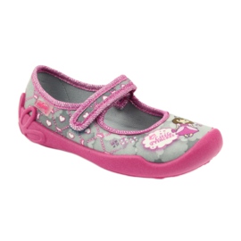 Zapatilla velcro Befado 114x305 gris rosa 1