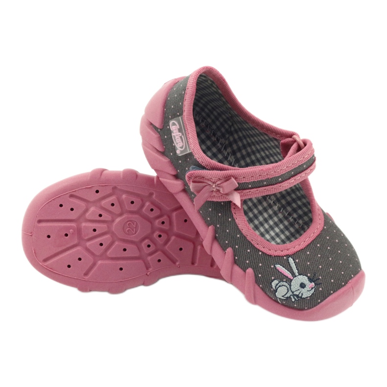 Pantuflas conejo Befado 109p168 gris rosa 3