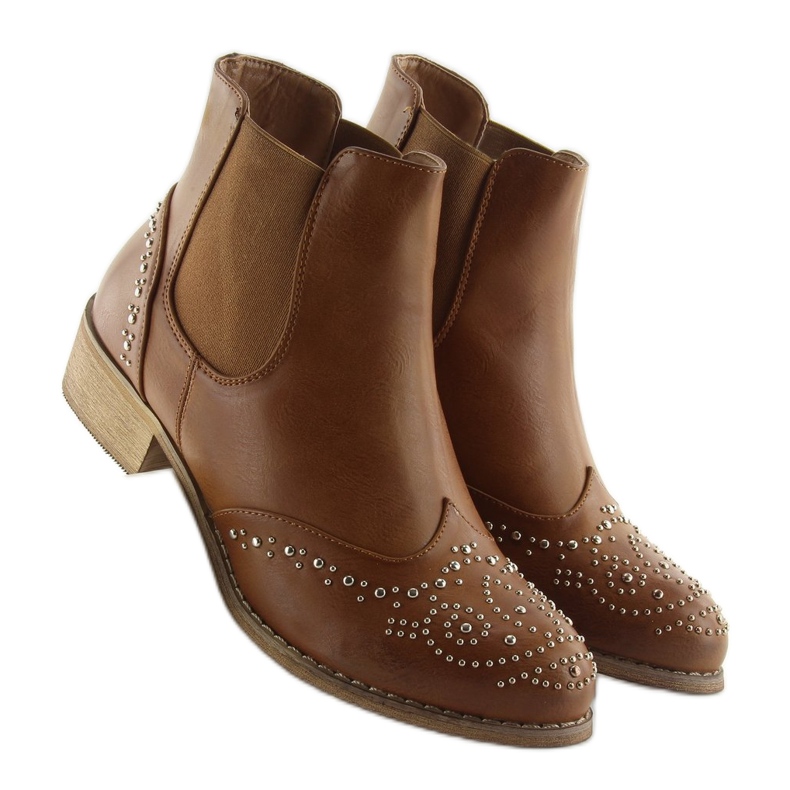 Botines Chelsea marrones con tachuelas, marrón Ka16-160sl Camel 1