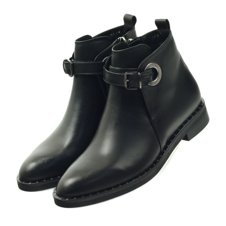 Edeo Botas de cuero negro para mujeres aisladas con Polar 3243 3
