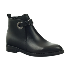 Edeo Botas de cuero negro para mujeres aisladas con Polar 3243 1