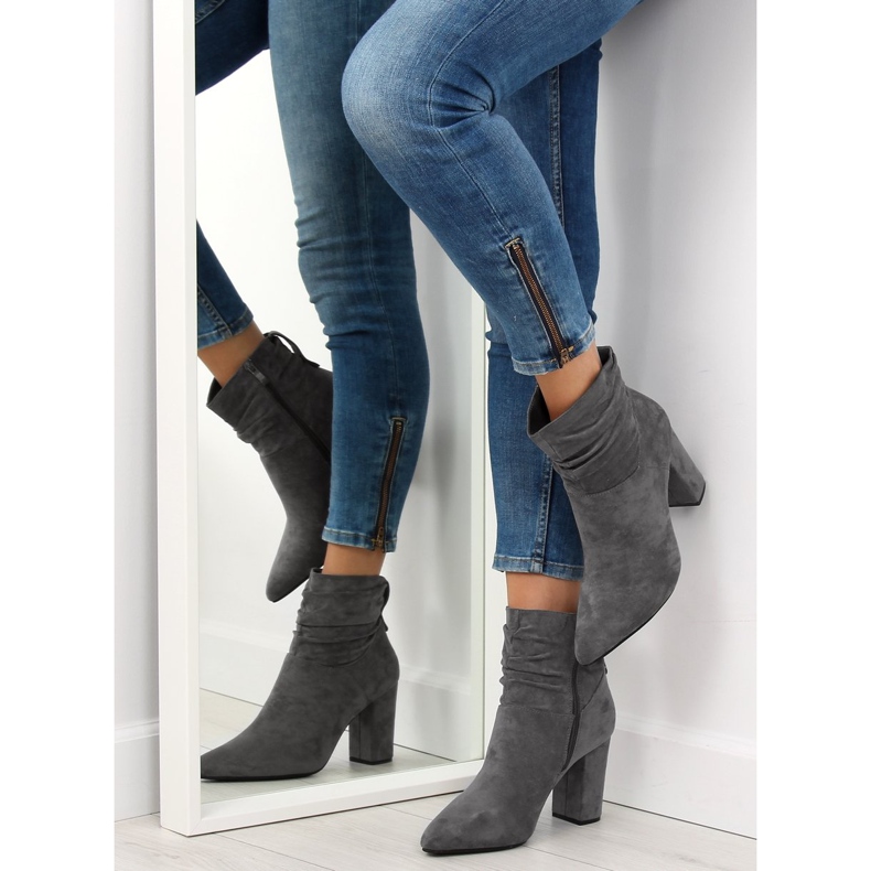 Gris Botas grises de tacón ancho NC781 Gris 1