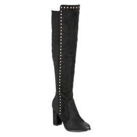 Elegantes botas de muslo de ante VINCEZA negro 3