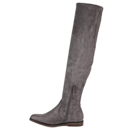 Super Me Botas de muslo de ante gris 2