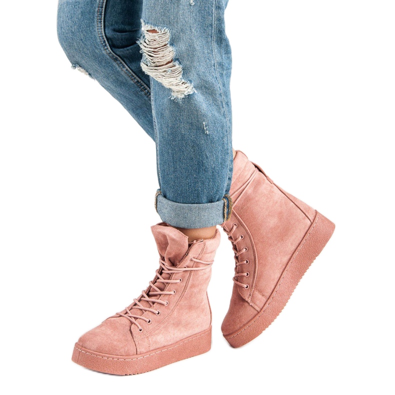 Bello Star Botas de nieve de gamuza rosado 2