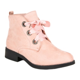 Seastar Botines de ante atados rosado 3