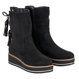 Forever Folie Botines de ante con cuña negro 6