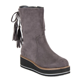 Forever Folie Botines de ante con cuña gris 2