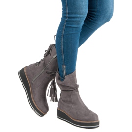 Forever Folie Botines de ante con cuña gris 1 Forever Folie Botines de ante con cuña gris 1