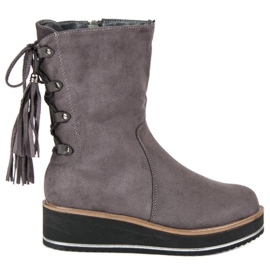Forever Folie Botines de ante con cuña gris 6