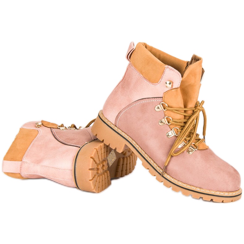 Botas de montaña rosas para mujer rosado 2
