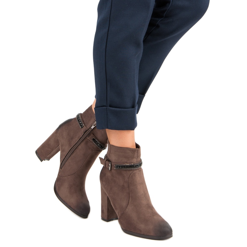 Botas de ante de tacón alto de VINCEZA marrón 1