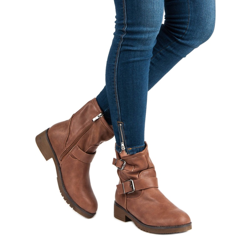 Encor Botas moteras marrones marrón 1 Encor Botas moteras marrones marrón 1